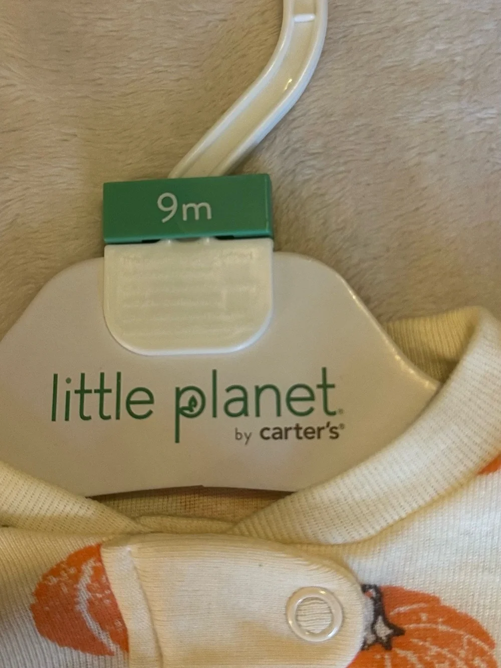Little Planet Cream Pumpkin-Print Footed One-Piece for Kids